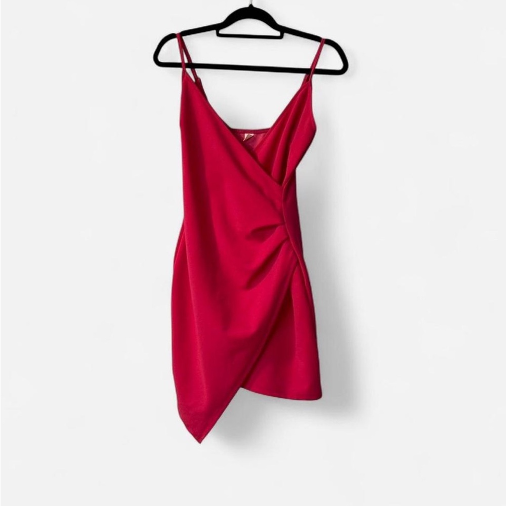 Pink Asymmetrical Wrap Mini Dress - Size XS